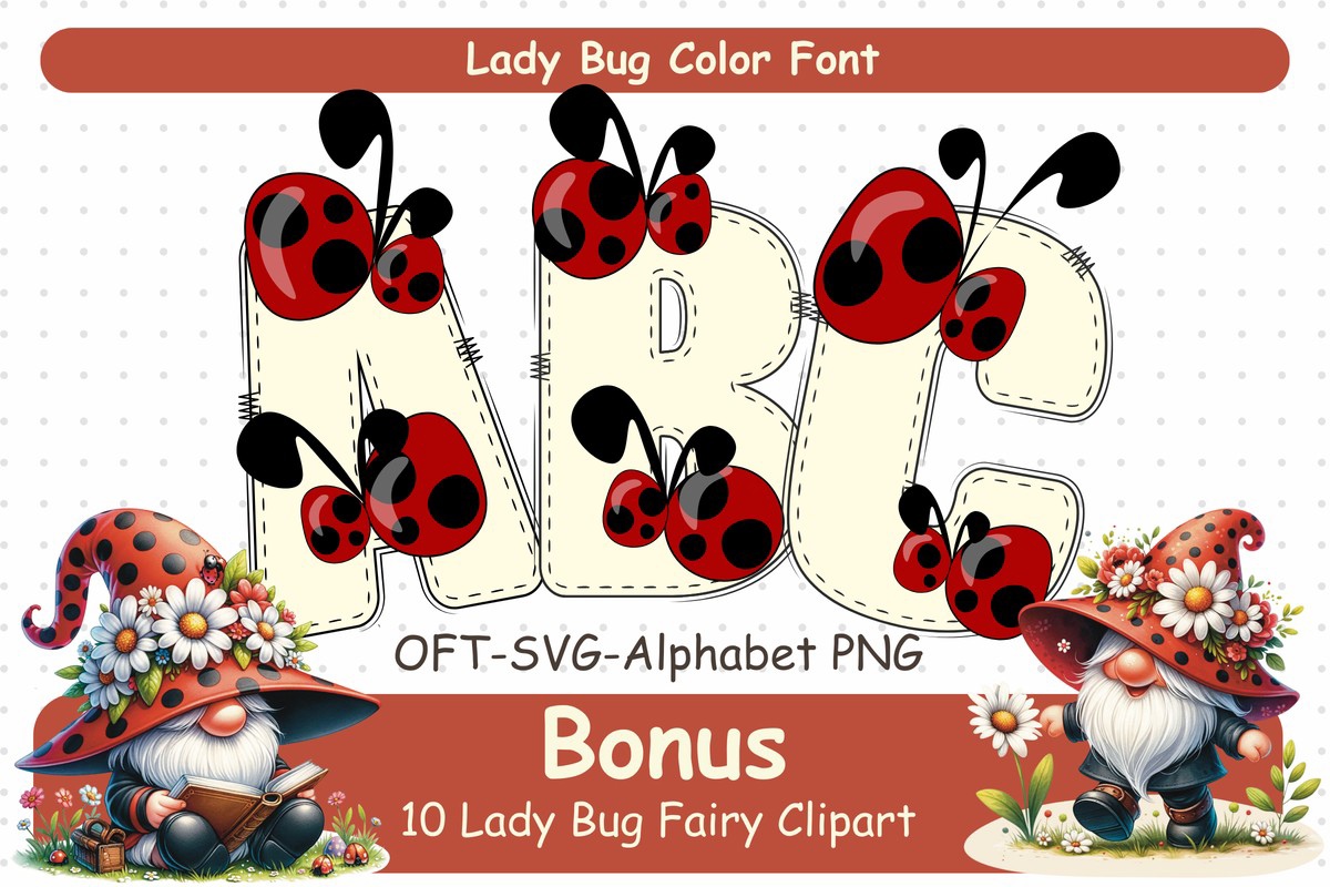 Beispiel einer Lady Bugs-Schriftart