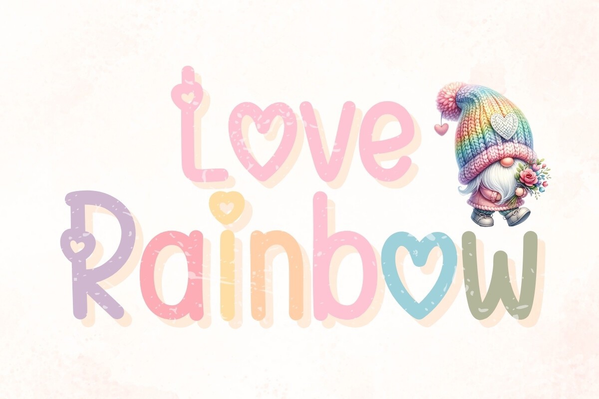 Beispiel einer Love Rainbow-Schriftart