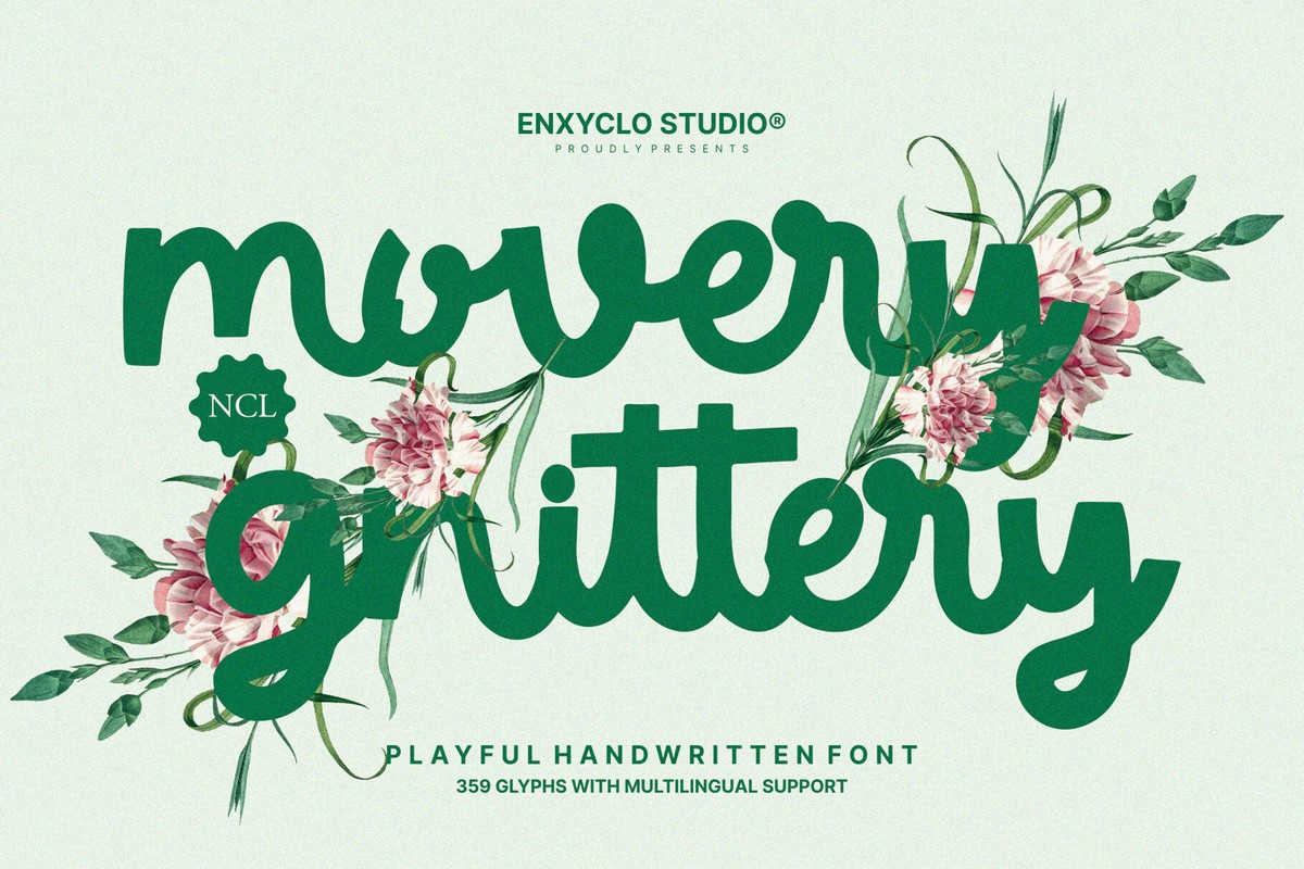 Beispiel einer Movery Gnittery-Schriftart