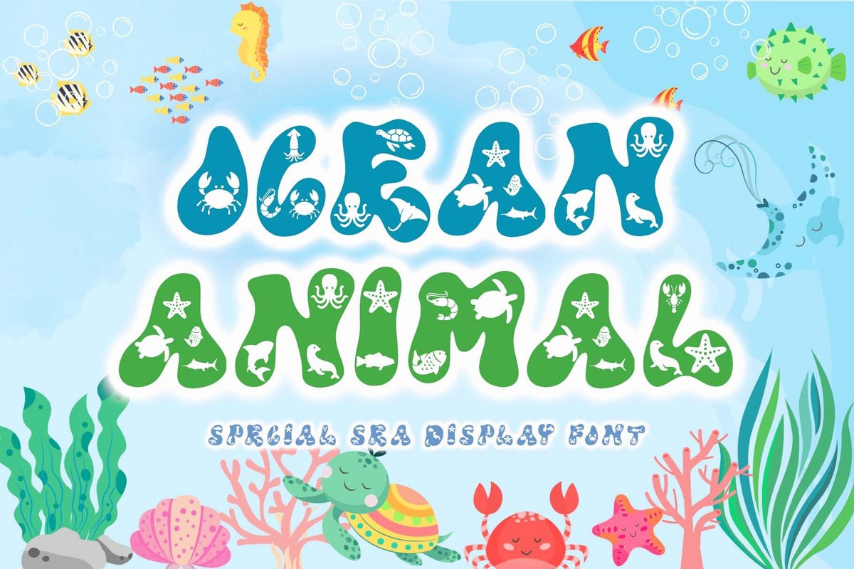 Beispiel einer Ocean Animal Regular-Schriftart