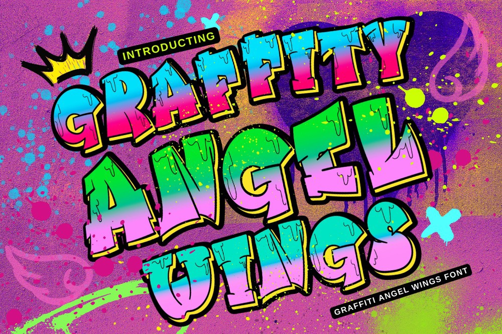 Beispiel einer Graffiti Angel Wings-Schriftart
