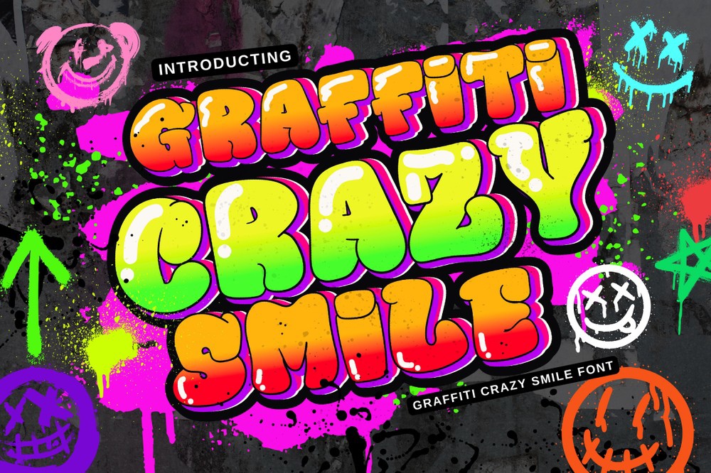 Beispiel einer Graffiti Crazy Smile-Schriftart