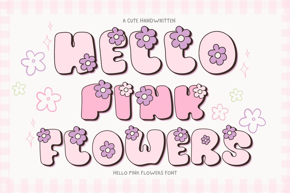 Beispiel einer Hello Pink Flowers-Schriftart