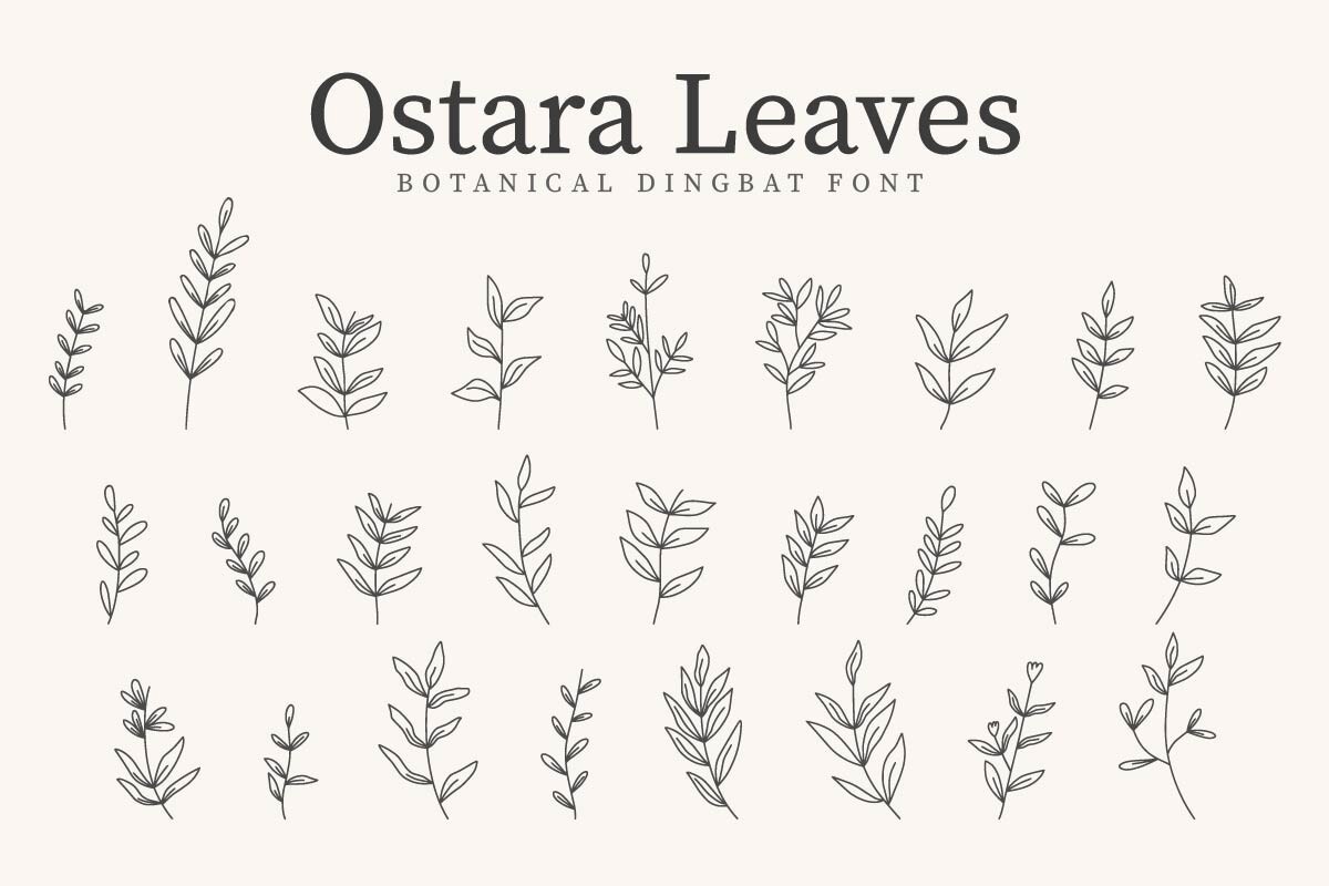 Beispiel einer Ostara Leaves Regular-Schriftart