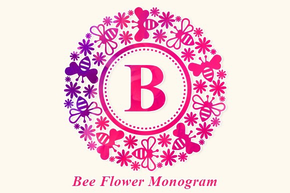 Beispiel einer Bee Flower Monogram-Schriftart