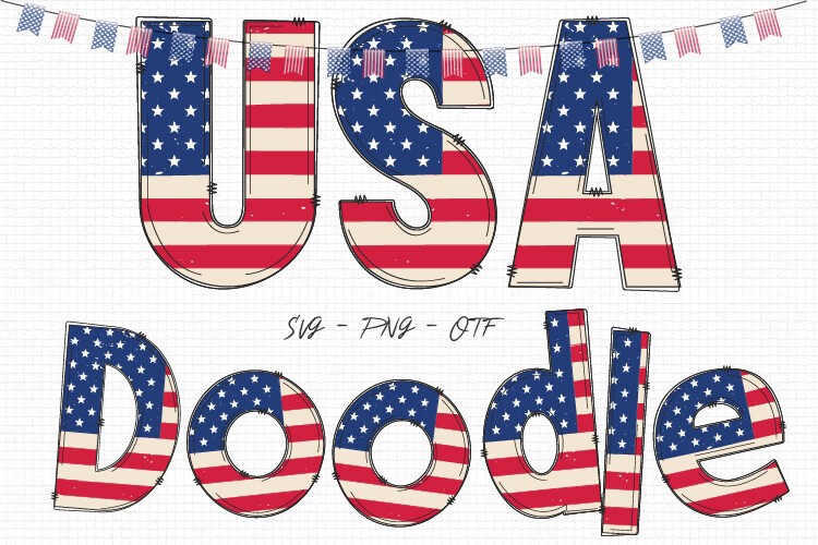 Beispiel einer USA Doodle-Schriftart