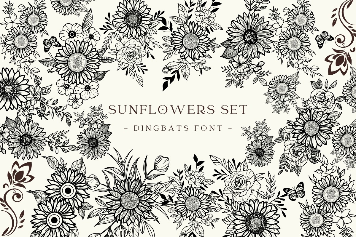 Beispiel einer Sunflowers Set-Schriftart