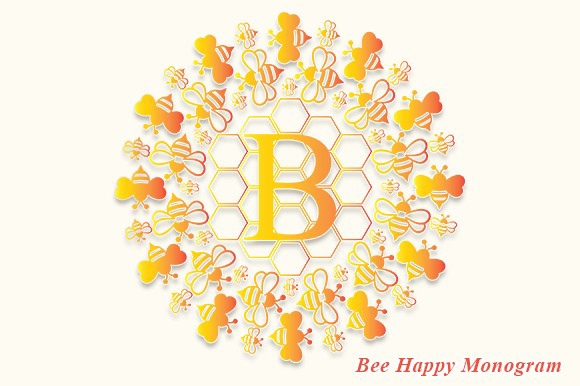 Beispiel einer Bee Happy Monogram-Schriftart