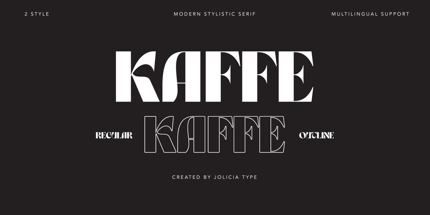 Beispiel einer Kaffe Outline-Schriftart