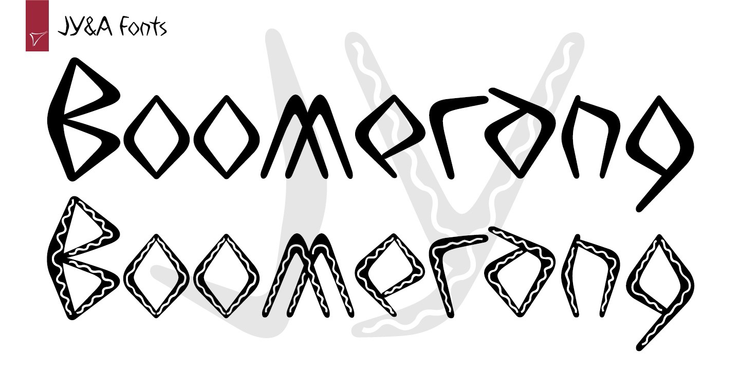 Beispiel einer Boomerang JY Medium-Schriftart