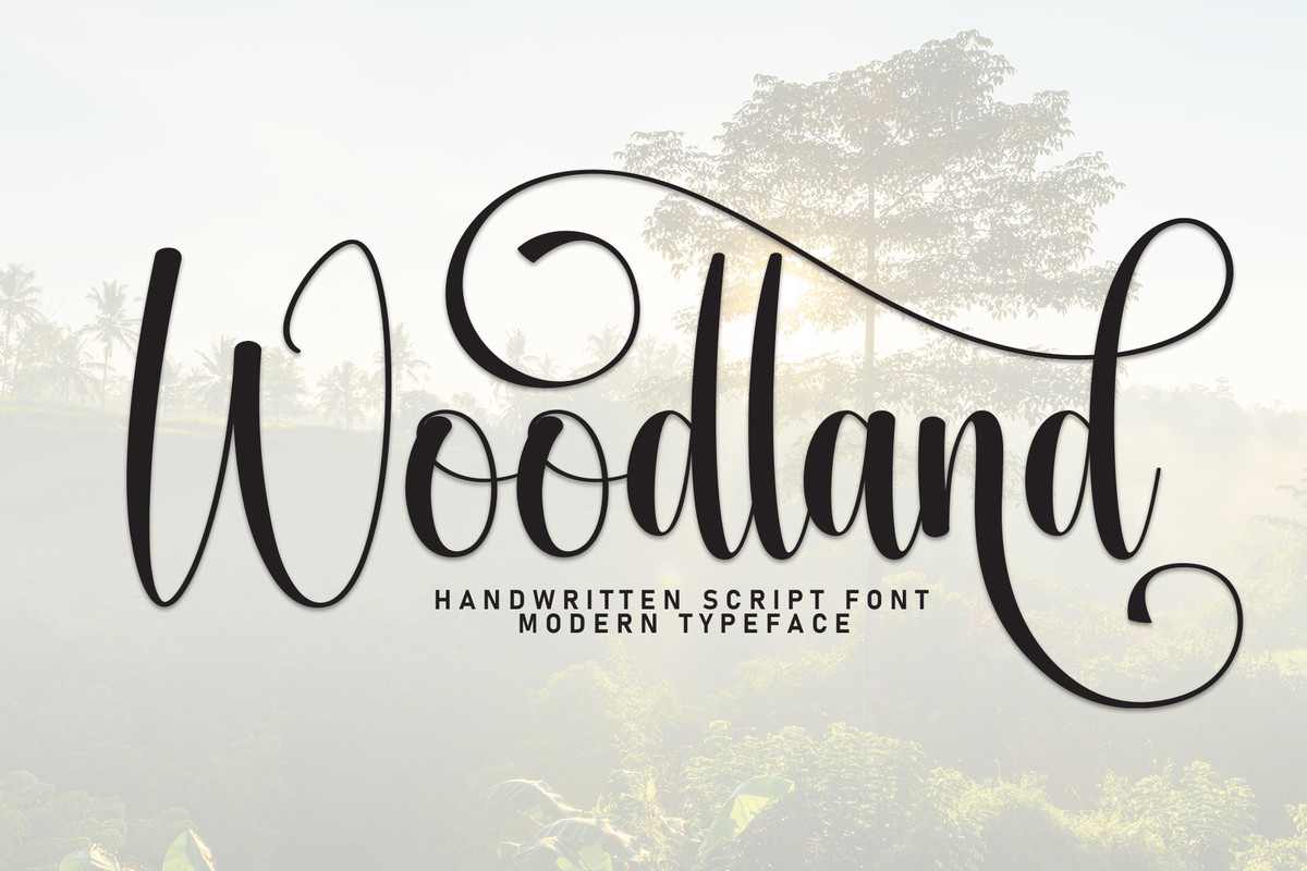 Beispiel einer Woodland Regular-Schriftart