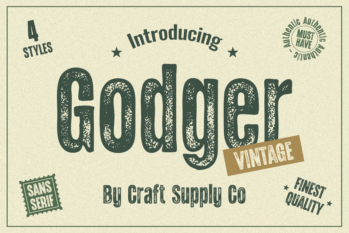 Beispiel einer Godger Vintage Rough-Schriftart