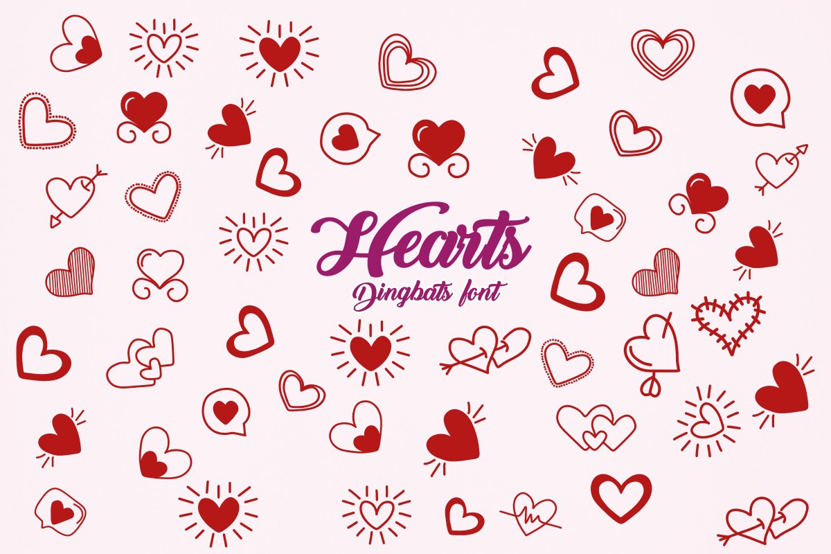 Beispiel einer Hearts Regular-Schriftart