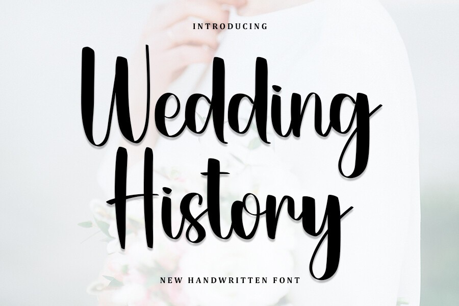 Beispiel einer Wedding History Regular-Schriftart