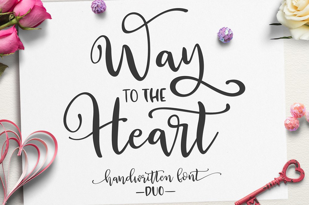 Beispiel einer Way to the Heart Duo Sans-Schriftart