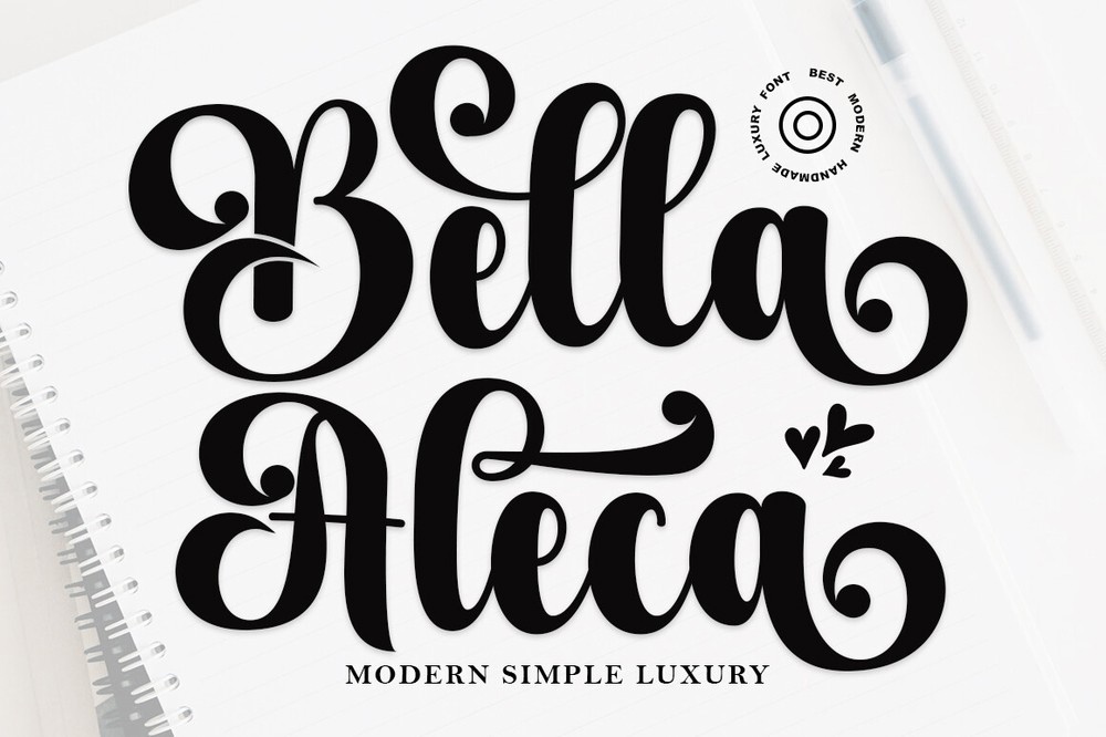 Beispiel einer Bella Aleca-Schriftart