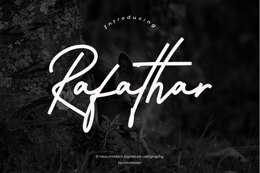 Beispiel einer Rafathar Regular-Schriftart