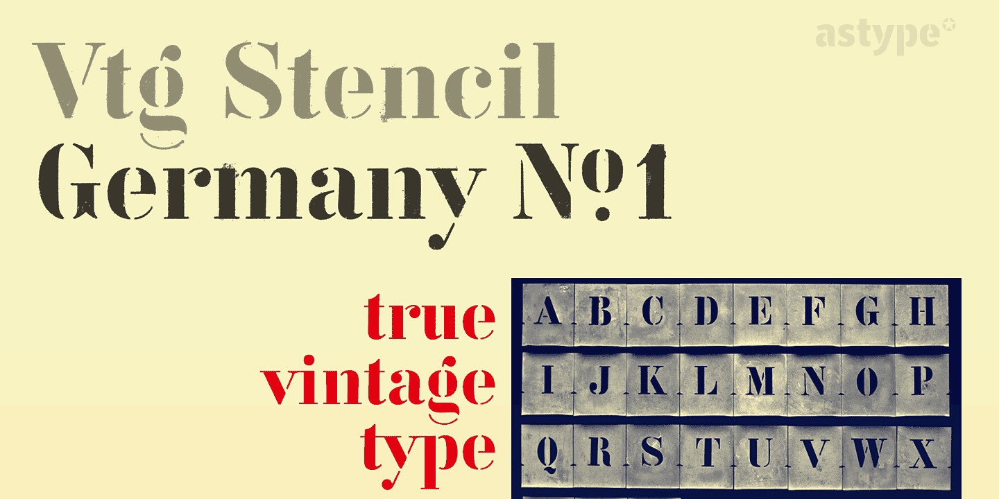 Beispiel einer Vtg Stencil Germany No.1 Regular-Schriftart