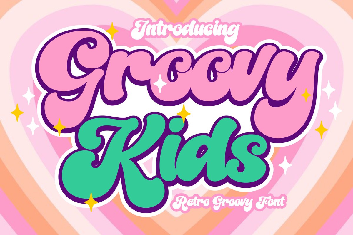 Beispiel einer Groovy Kids Regular-Schriftart