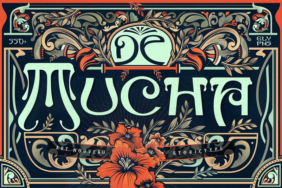 Beispiel einer De Mucha-Schriftart