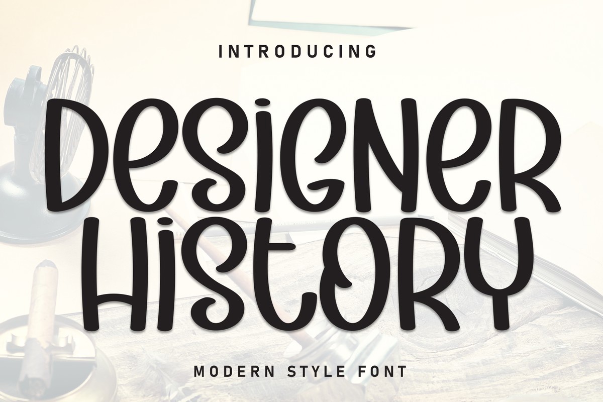 Beispiel einer Designer History Regular-Schriftart