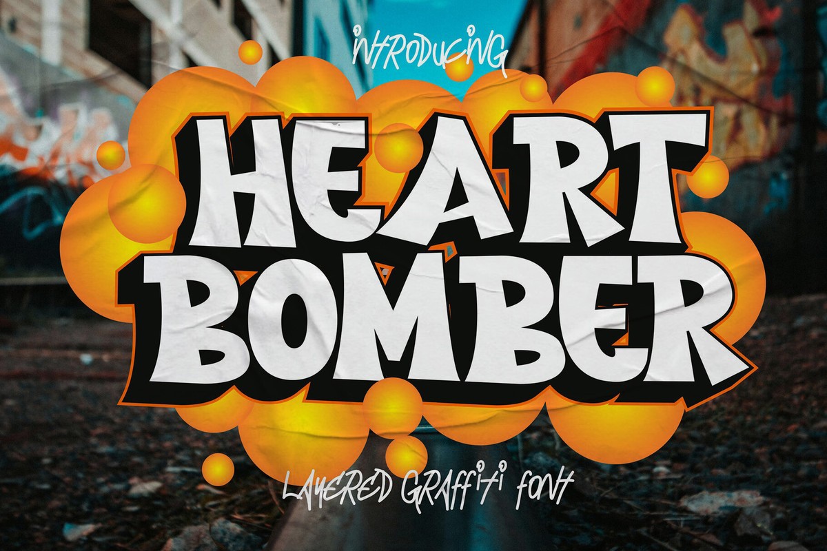 Beispiel einer Heart Bomber Shadow-Schriftart