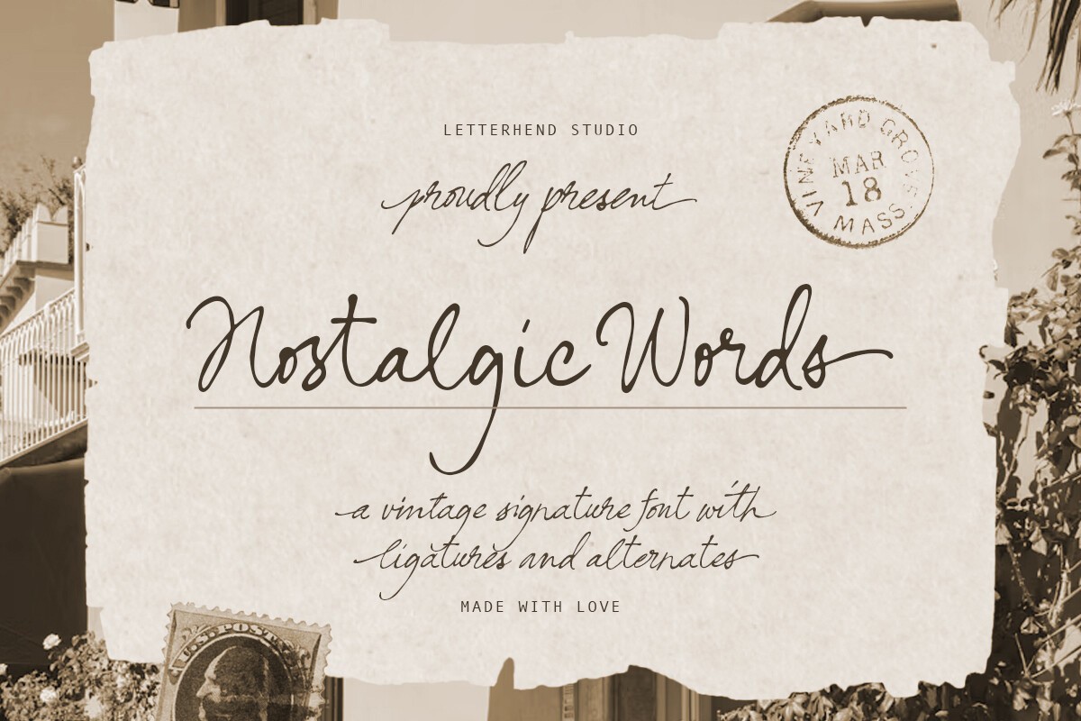 Beispiel einer Nostalgic Words Italic-Schriftart