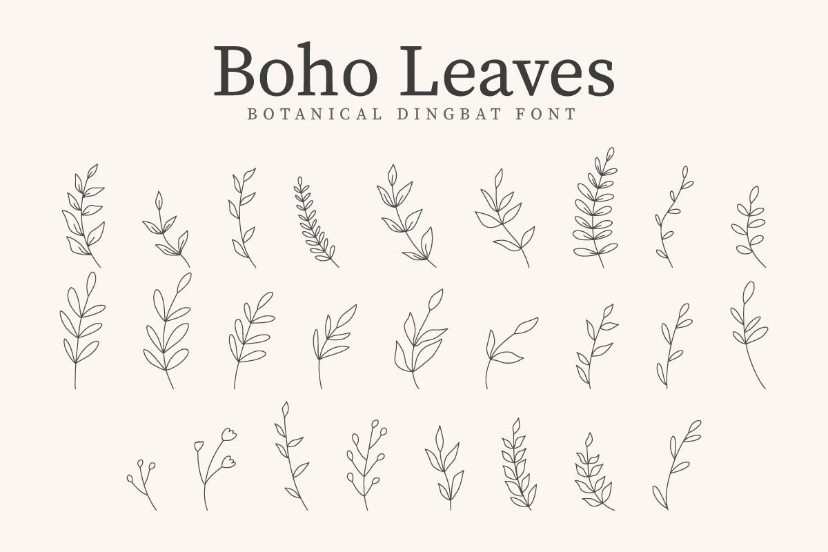 Beispiel einer Boho Leaves-Schriftart