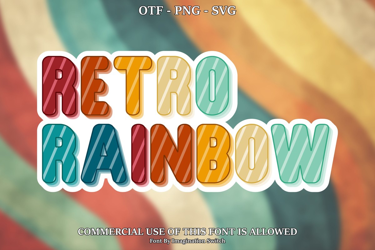 Beispiel einer Retro Rainbow 4-Schriftart