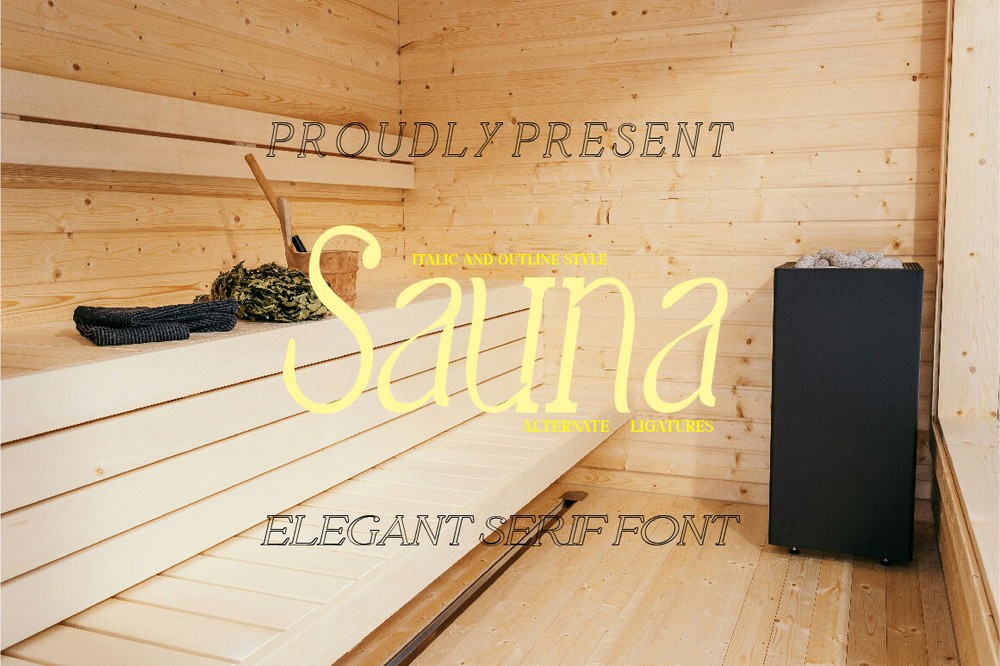 Beispiel einer Sauna-Schriftart