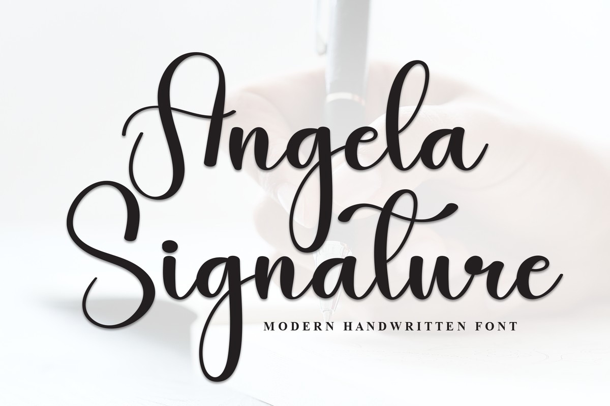 Beispiel einer Angela Signature Regular-Schriftart