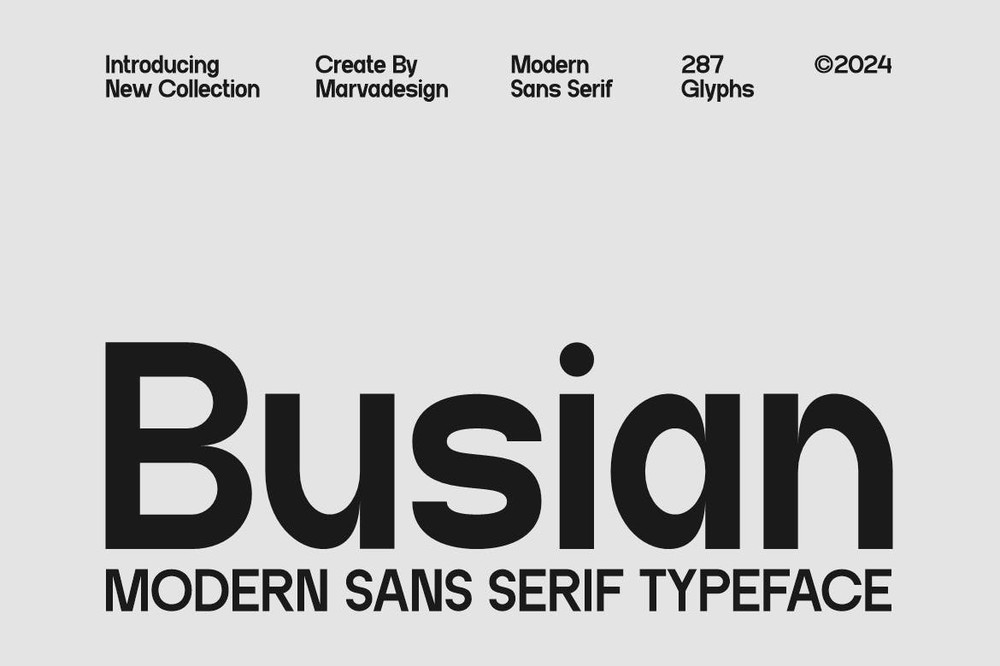 Beispiel einer Busian Regular-Schriftart