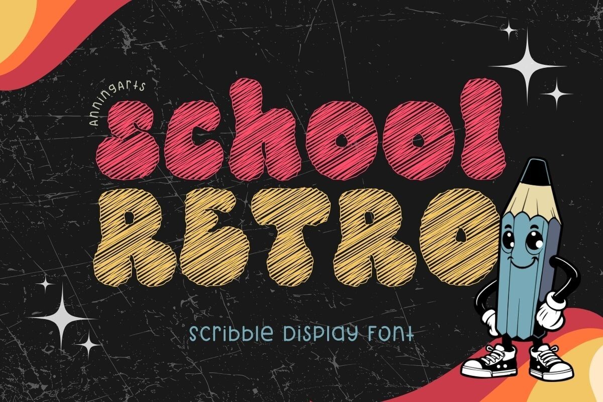 Beispiel einer School Retro-Schriftart