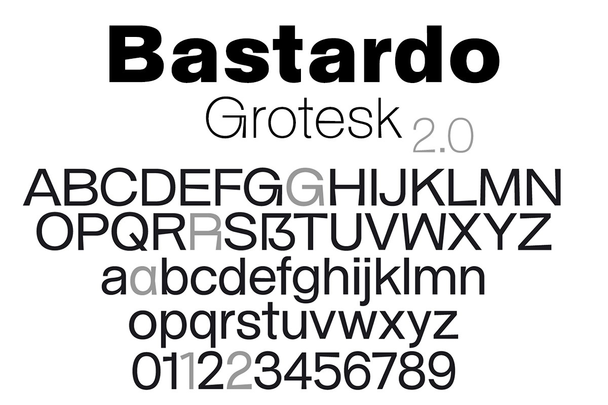 Beispiel einer Bastardo Grotesk Bold-Schriftart