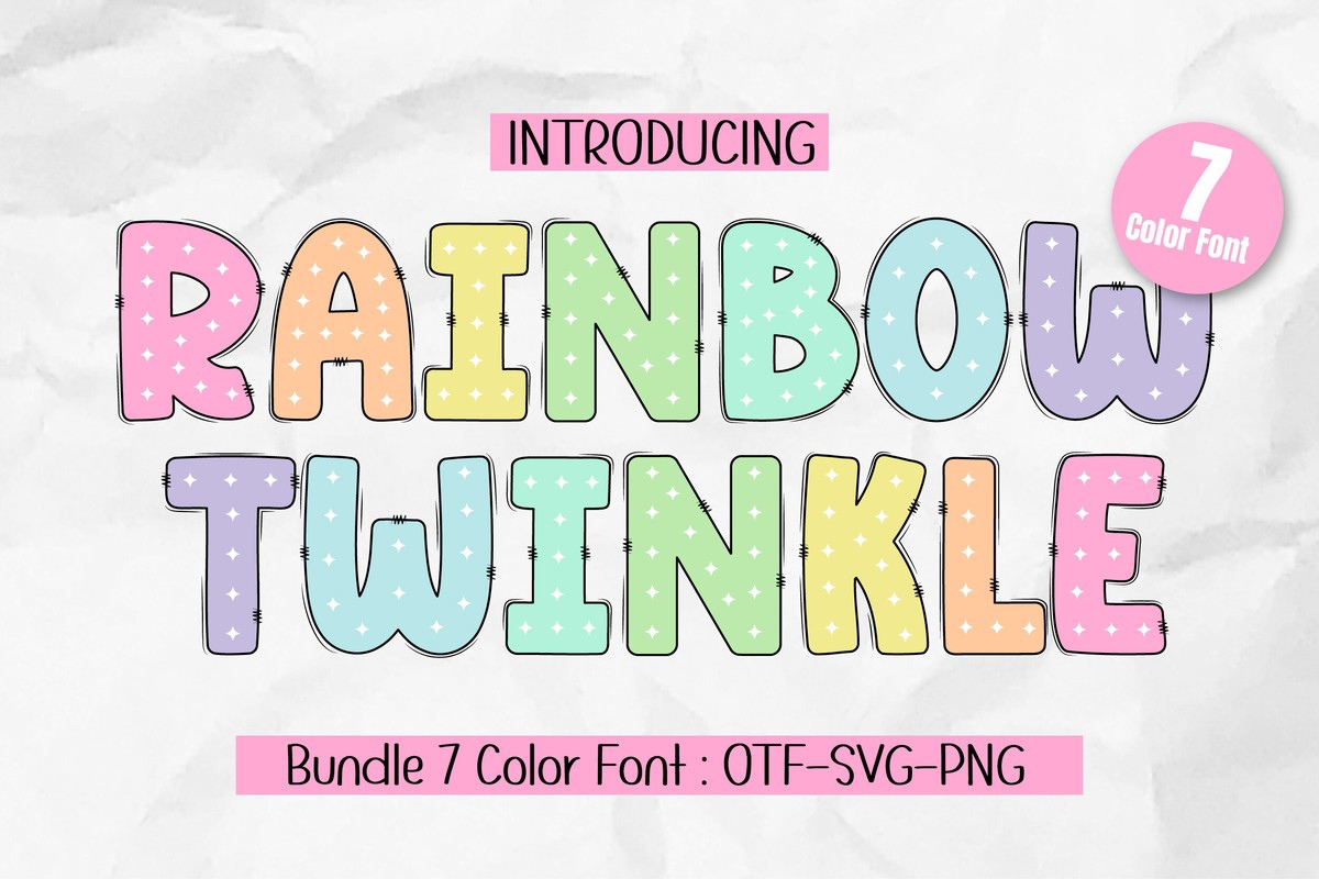 Beispiel einer Rainbow Twinkle Pink-Schriftart