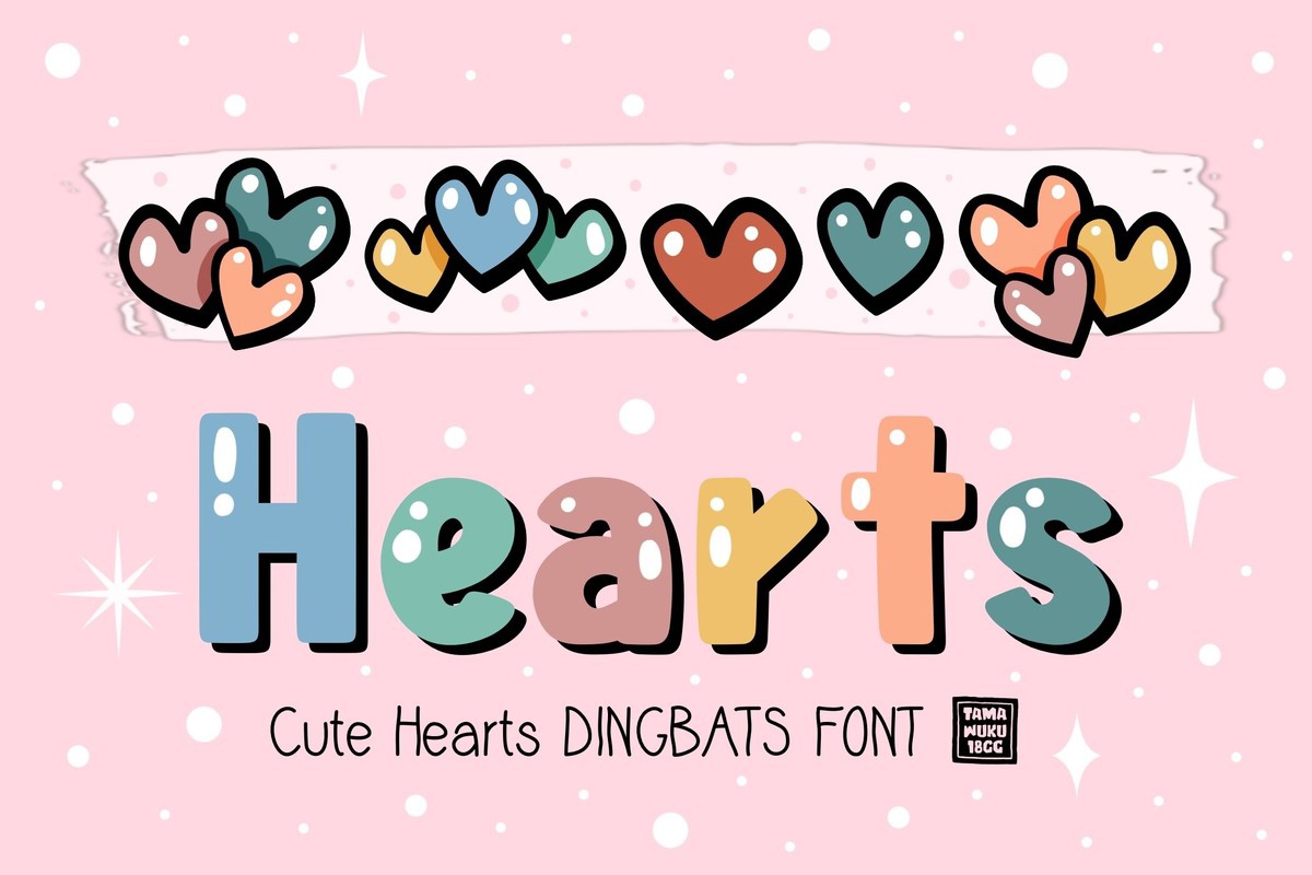 Beispiel einer Cute Hearts-Schriftart