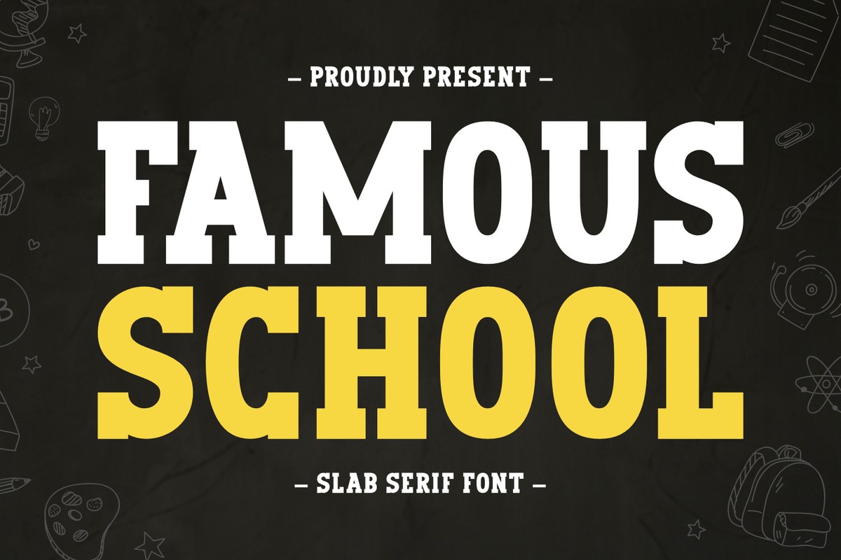 Beispiel einer Famous School Regular-Schriftart