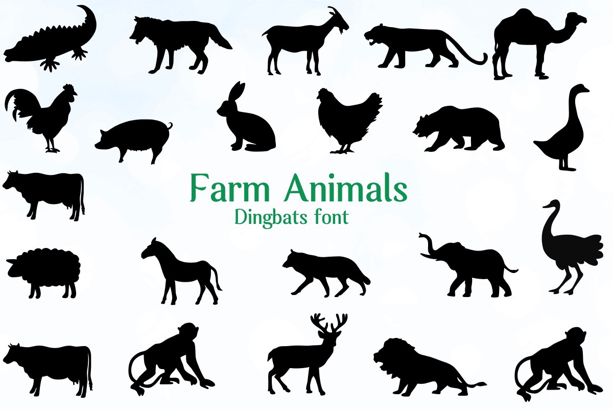 Beispiel einer Farm Animals Regular-Schriftart