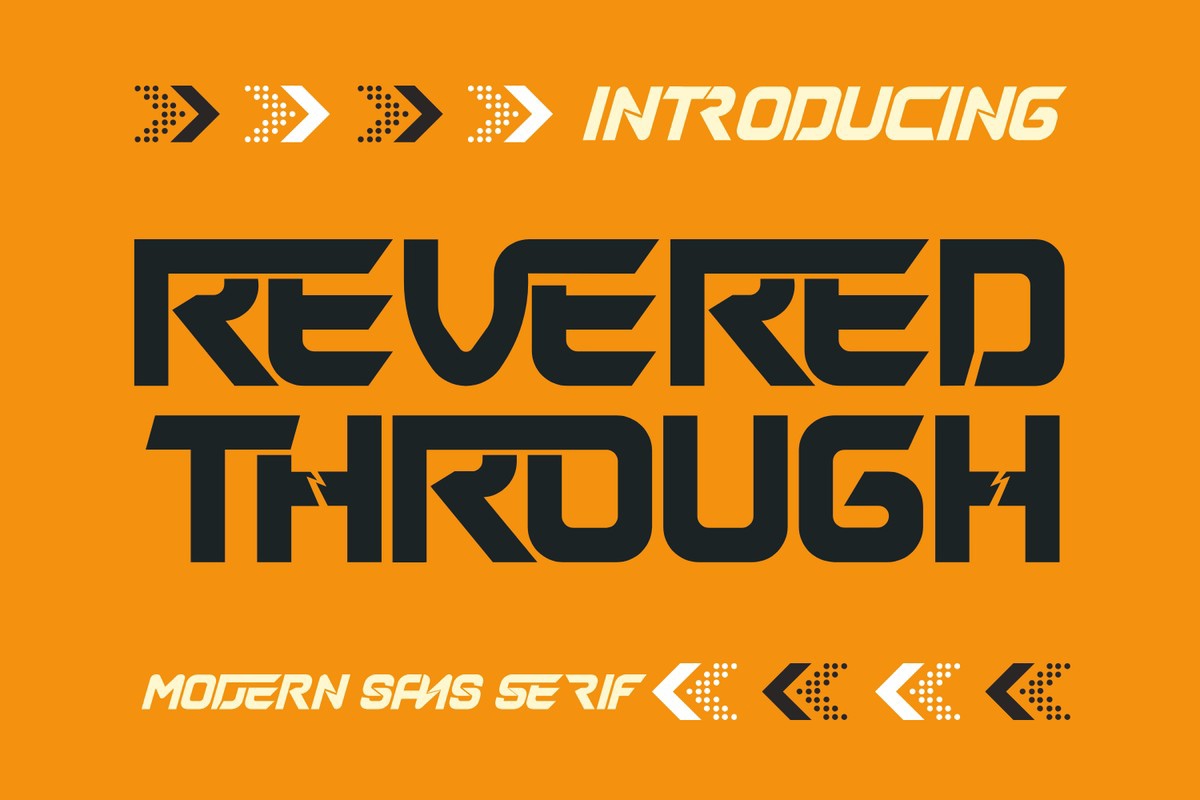 Beispiel einer Revered Through Regular Italic-Schriftart