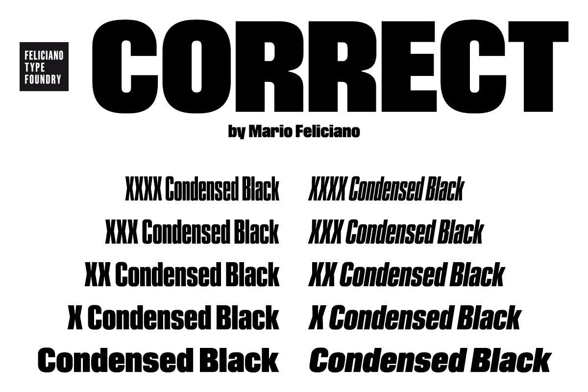 Beispiel einer FT Correct Condensed Black-Schriftart