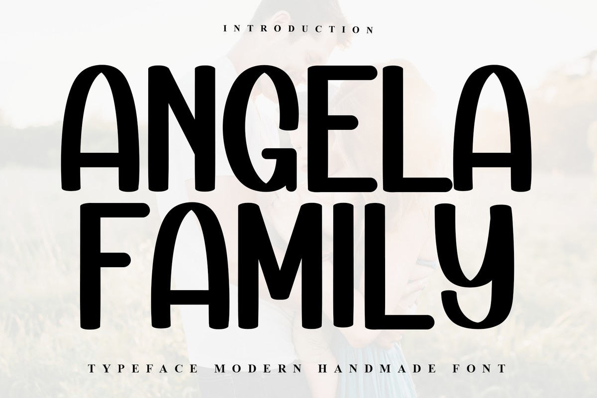 Beispiel einer Angela Family Regular-Schriftart