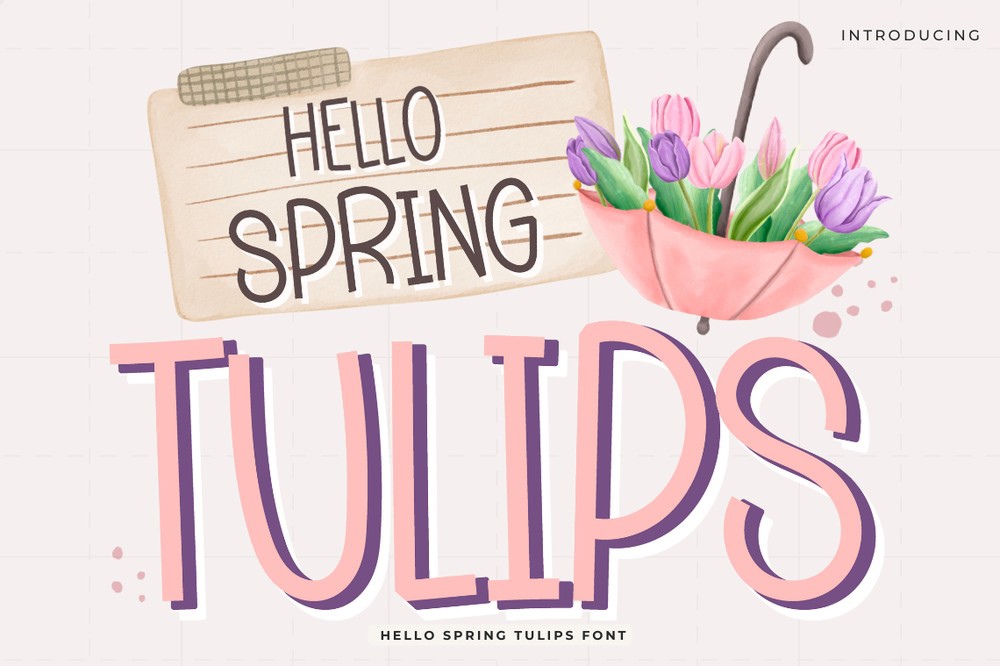 Beispiel einer Hello Spring Tulips-Schriftart