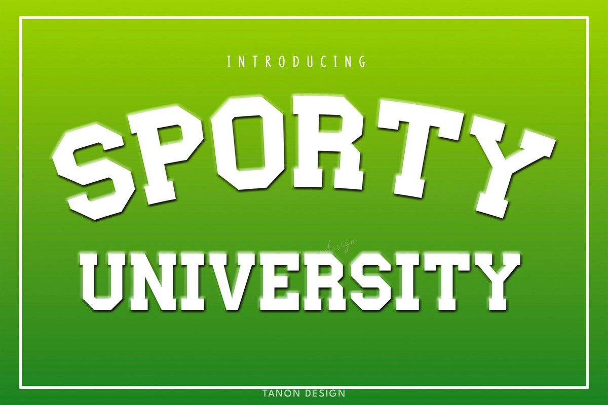 Beispiel einer Sporty University-Schriftart