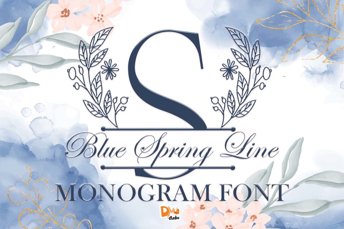 Beispiel einer Blue Spring Line Monogram Regular-Schriftart