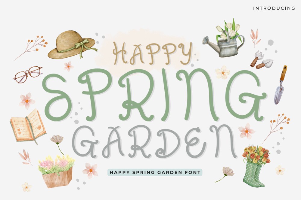 Beispiel einer Happy Spring Garden-Schriftart