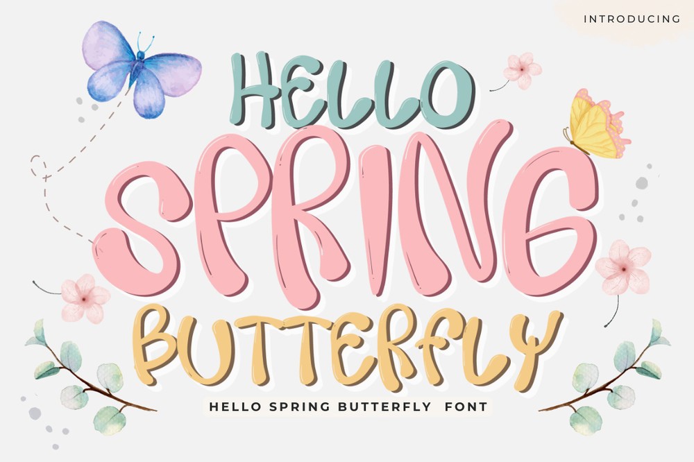 Beispiel einer Hello Spring Butterfly-Schriftart