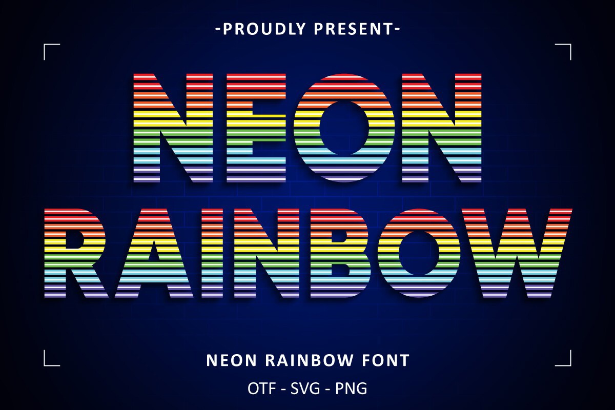 Beispiel einer Neon Rainbow-Schriftart