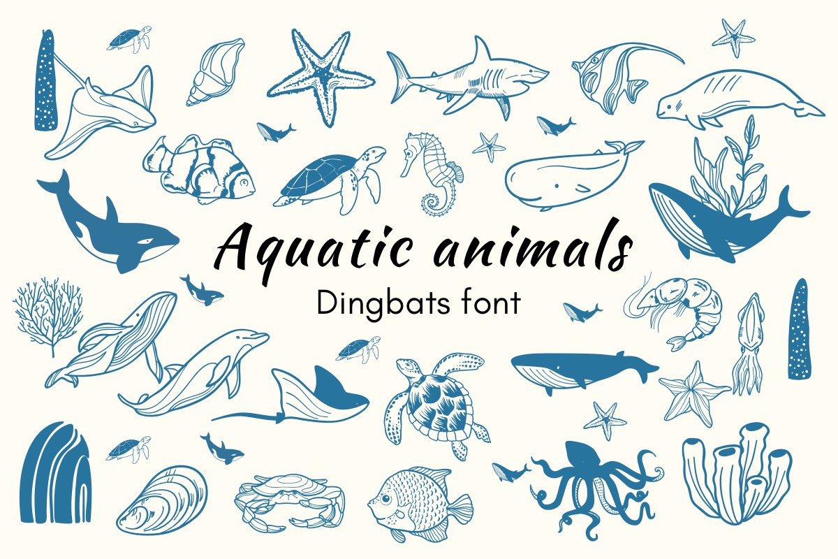 Beispiel einer Aquatic Animals-Schriftart