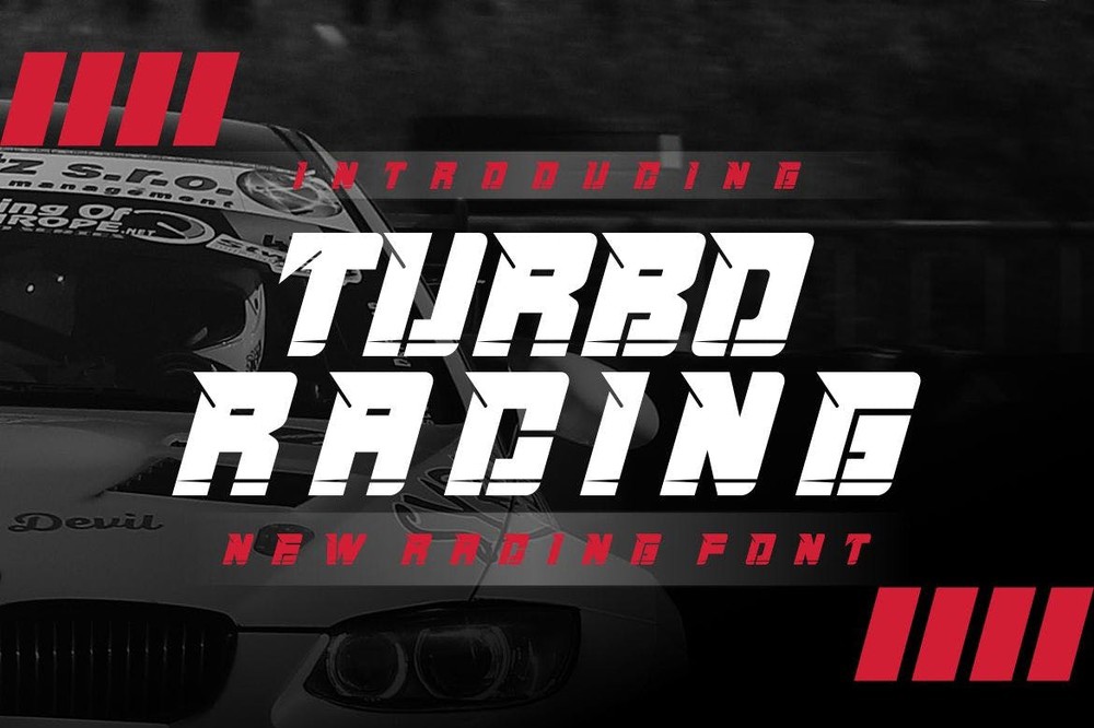 Beispiel einer Turbo Racing-Schriftart