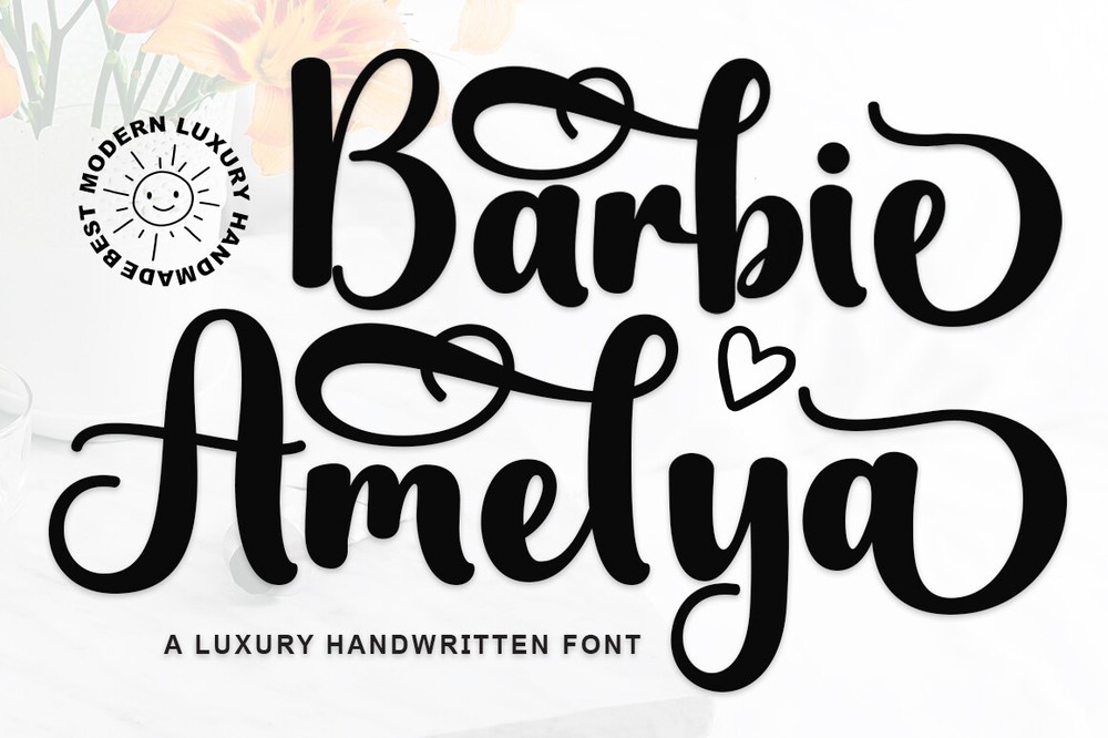 Beispiel einer Barbie Amelya Regular-Schriftart